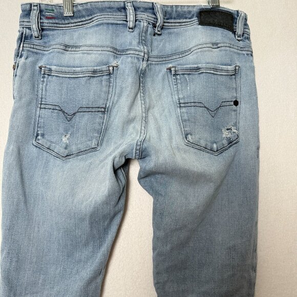 Diesel D.N.A. Sleenker Mens Distressed Thrashed Grunge Slim Fit Jeans Size 32x32 - Picture 12 of 16